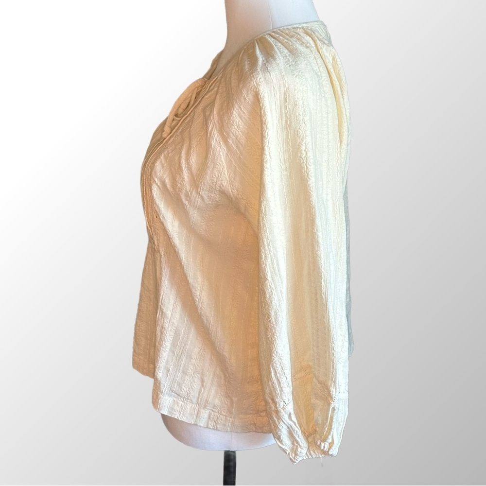 Marine Layer Blouse NWT Women XS Cream Pintuck Lace‎ Peasant Top 15933 - Picture 3 of 11